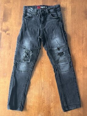 PANYC Boys' Black Distressed Moto Jeans